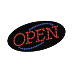 Cosco LED "Open" Lighted Sign, 9 1/2inH x 19inW x 2inD, Black With Red/Blue Lights