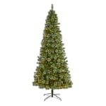 Nearly Natural Wisconsin Slim Snow Tip Pine Artificial Christmas Tree, 9'H