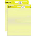 Post-it Super Sticky Easel Pads, Lined, 25in x 30in, Yellow/Blue, Pack Of 2 Pads