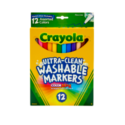 Crayola Broad Line Markers, Assorted Classic And Bright Colors, Box Of 12