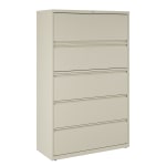 WorkPro 42inW x 18-5/8inD Lateral 5-Drawer File Cabinet, Putty