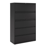 WorkPro 42inW x 18-5/8inD Lateral 5-Drawer File Cabinet, Black