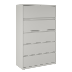 WorkPro 42inW x 18-5/8inD Lateral 5-Drawer File Cabinet, Light Gray