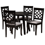 Baxton Studio Mya 5-Piece Dining Set, 29-15/16inH x 35-7/16inW x 35-7/16inD, Gray/Dark Brown