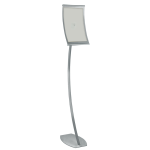 Azar Displays Curved Steel-Frame Floor Stand Sign Holder, 14in x 8 1/2in, Silver