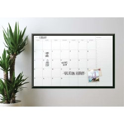 U Brands Magnetic Dry Erase Monthly Calendar Board, 47in X 35in, Black Aluminum Frame