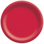 Amscan Round Paper Plates, Apple Red, 6-3/4in, 50 Plates Per Pack, Case Of 4 Packs