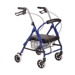 DMI Ultra-Lightweight Adjustable Aluminum Folding Hemi Rollator With Seat, 34 1/2inH x 24inW x 17inD, Royal Blue