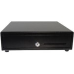 APG Cash Drawer Vasario 1313 Cash Drawer - 4 Bill - 4 Coin - 1 Media Slot - 4 Lock PositionPrinter Driven - Plastic - Black - 3.9in Height x 13.1in Width x 13.1in Depth