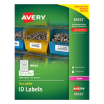 Avery Permanent Durable ID Labels With TrueBlock Technology, 61533, 2/3in x 1 3/4in, White, Pack Of 3,000