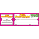 Scholastic Teachers Friend Free Homework Night Ticket Awards, 8 1/2in x 2 3/4in, Grade K - 5, Pack Of 100