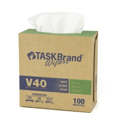 Hospeco TaskBrand V40 DRC Interfold Wipes, 9inH x 16-1/2inD, White, 900 Sheets Per Pack, Case Of 9 Packs