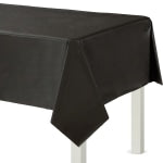 Amscan Flannel-Backed Vinyl Table Covers, 54in x 108in, Jet Black, Set Of 2 Covers