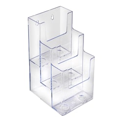 Azar Displays 3-Tier 3-Pocket Acrylic Trifold Brochure Holders, 9inH x 4-1/4inW x 5-1/4inD, Clear, Pack Of 2 Holders