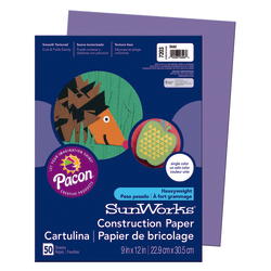 SunWorks Construction Paper, 9in x 12in, Violet, Pack Of 50