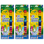 Crayola Pip Squeaks Washable Markers, Assorted Colors, 16 Markers Per Box, Set Of 3 Boxes