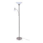 Black+Decker LED Floor Lamp, 72inH, Frosted Glass Shade/Satin Nickel Base