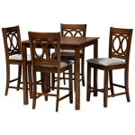 Baxton Studio Lenoir Pub Set, 36inH x 35-7/16inW x 35-7/16inD, Gray/Walnut