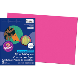 SunWorks Construction Paper, 18in x 12in, 50 Sheets, Hot Pink