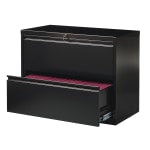 WorkPro 36inW x 18-5/8inD Lateral 2-Drawer File Cabinet, Black