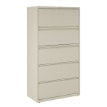 WorkPro 36inW x 18-5/8inD Lateral 5-Drawer File Cabinet, Putty