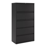 WorkPro 36inW x 18-5/8inD Lateral 5-Drawer File Cabinet, Black