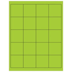 Tape Logic Permanent Labels, LL172GN, Rectangle, 2in x 2in, Fluorescent Green, Case Of 2,000