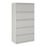 WorkPro 36inW x 18-5/8inD Lateral 5-Drawer File Cabinet, Light Gray