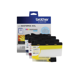 Brother LC3037 Super-High-Yield Cyan, Magenta, Yellow Ink Cartridges, Pack Of 3, LC30373PKS