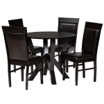 Baxton Studio Nada Dining Set, 29-15/16inH x 35-7/16inW x 35-7/16inD, Dark Brown/Espresso Brown