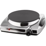 Brentwood TS-337 1000w Electric Hotplate, Silver - 1 x Burner - Cast Iron Burner - Plastic, Metal