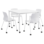 KFI Studios Dailey Square Dining Set With Caster Chairs, White