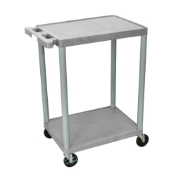 Luxor 2-Shelf Plastic Utility Cart, 33 1/2inH x 24inW x 18inD, Blue