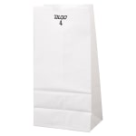 General Paper Grocery Bags, #4, 9 3/4inH x 5inW x 3 3/8inD, White, Pack Of 500 Bags