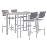 KFI Studios Eveleen 5-Piece Outdoor Patio Set, 33-13/16inH x 55inW x 32inD, White/Grey