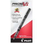 Pilot Precise V5 Liquid Ink Rollerball Pens, Extra Fine Point, 0.5 mm, Black Barrel, Black Ink, Pack Of 12