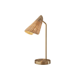 Adesso Cove Desk Lamp, 20-1/4in, Natural Rattan Shade/Brass Base