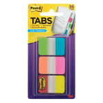 Post-it 1in x 1 1/2in Durable Index Tabs, Assorted, 6 Tabs Per Pad, Pack Of 6 Pads