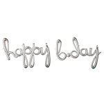 Amscan "Happy B-Day" Cursive Balloon Banner, 76in x 27in, Silver