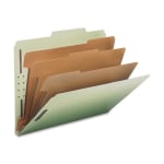 Nature Saver K-Fastener Classification Folders, 2- Dividers, 2/5in Tab Cut, Letter Size , Gray/Green, Box Of 10