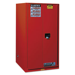 Safety Cabinets for Combustibles, Manual-Closing Cabinet, 96 Gallon, Red