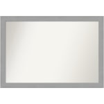 Amanti Art Non-Beveled Rectangle Framed Bathroom Wall Mirror, 27-1/2in x 39-1/2in, Brushed Nickel