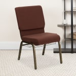 Flash Furniture HERCULES Church Chair With Book Rack, Brown/Gold Vein