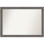 Amanti Art Narrow Non-Beveled Rectangle Framed Bathroom Wall Mirror, 27-1/2in x 39-1/2in, Rustic Plank Gray