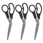 Westcott All-Purpose Value Stainless Steel Scissors, 8in, Pointed, Black, Pack Of 3