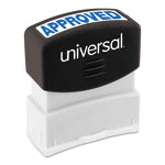 Universal Pre-Inked Message Stamp, Approved, 1 11/16in x 9/16in Impression, Blue