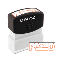 Universal Pre-Inked Message Stamp, Paid, 1 11/16in x 9/16in Impression, Red