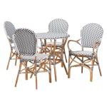 Baxton Studio Naila Plastic And Rattan 5-Piece Indoor And Outdoor Bistro Set, Black/White/Brown