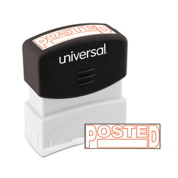 Universal Pre-Inked Message Stamp, Posted, 1 11/16in x 9/16in Impression, Red