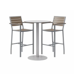 KFI Studios Eveleen 3-Piece Outdoor Patio Set, Gray/White